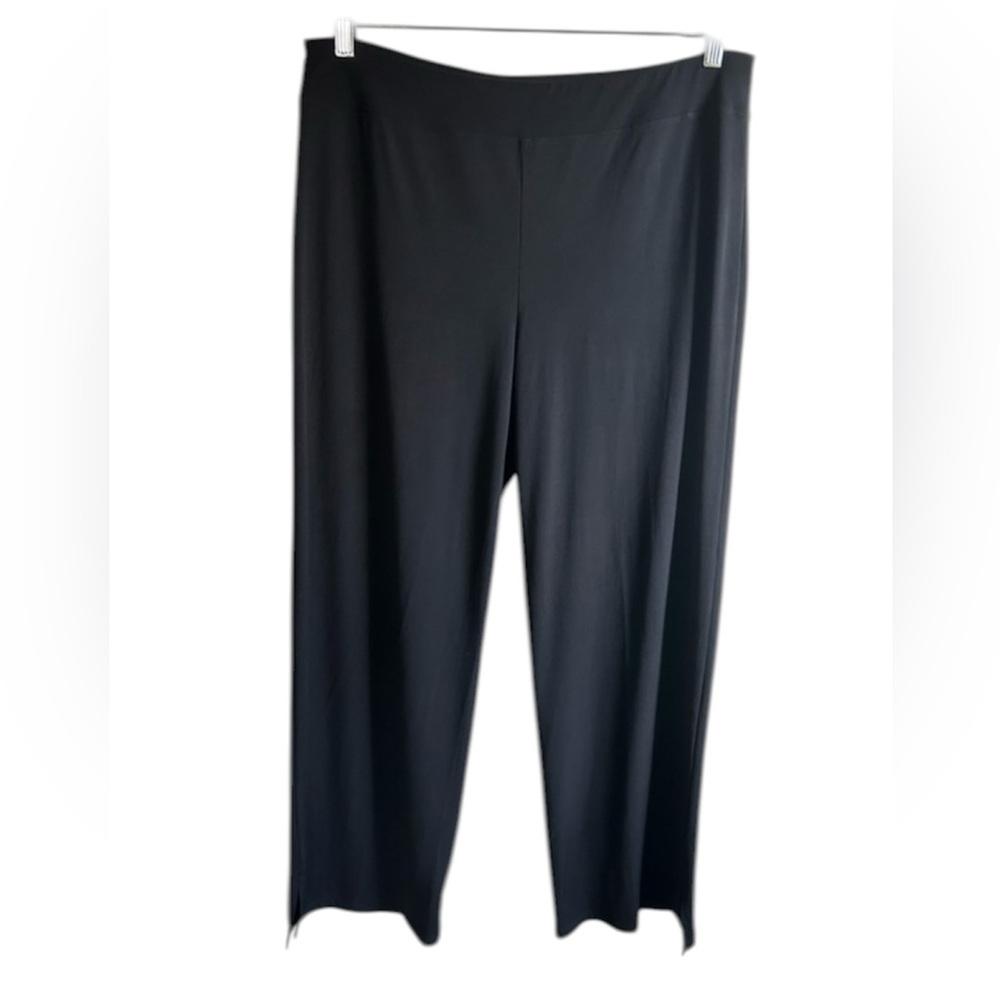 ▶️ Franne Golde Black Wide Leg Pull On Pants Womens XL Stretch Travel Minimalist